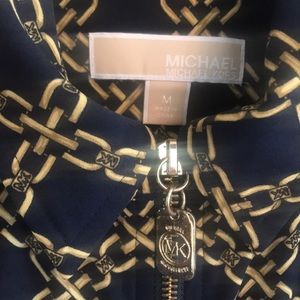 Michael Kors navy & gold chain blouse